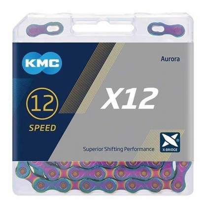 Łańcuch rowerowy KMC X12 12rz. 126ogniw. AURORA Olejowy BX12AB126