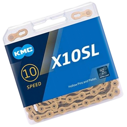 Łańcuch rowerowy 10rz. KMC X10SL Ti-N Gold 114og. Box Spinka BX10SLT14