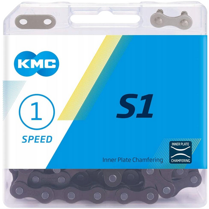 Łańcuch rowerowy 1rz. KMC S1 Szeroki Brown 112og. Box Spinka BS1WBR112