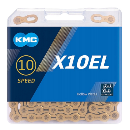Łańcuch 10rz. KMC X10EL Ti-N Gold 114og. BX10ELT14