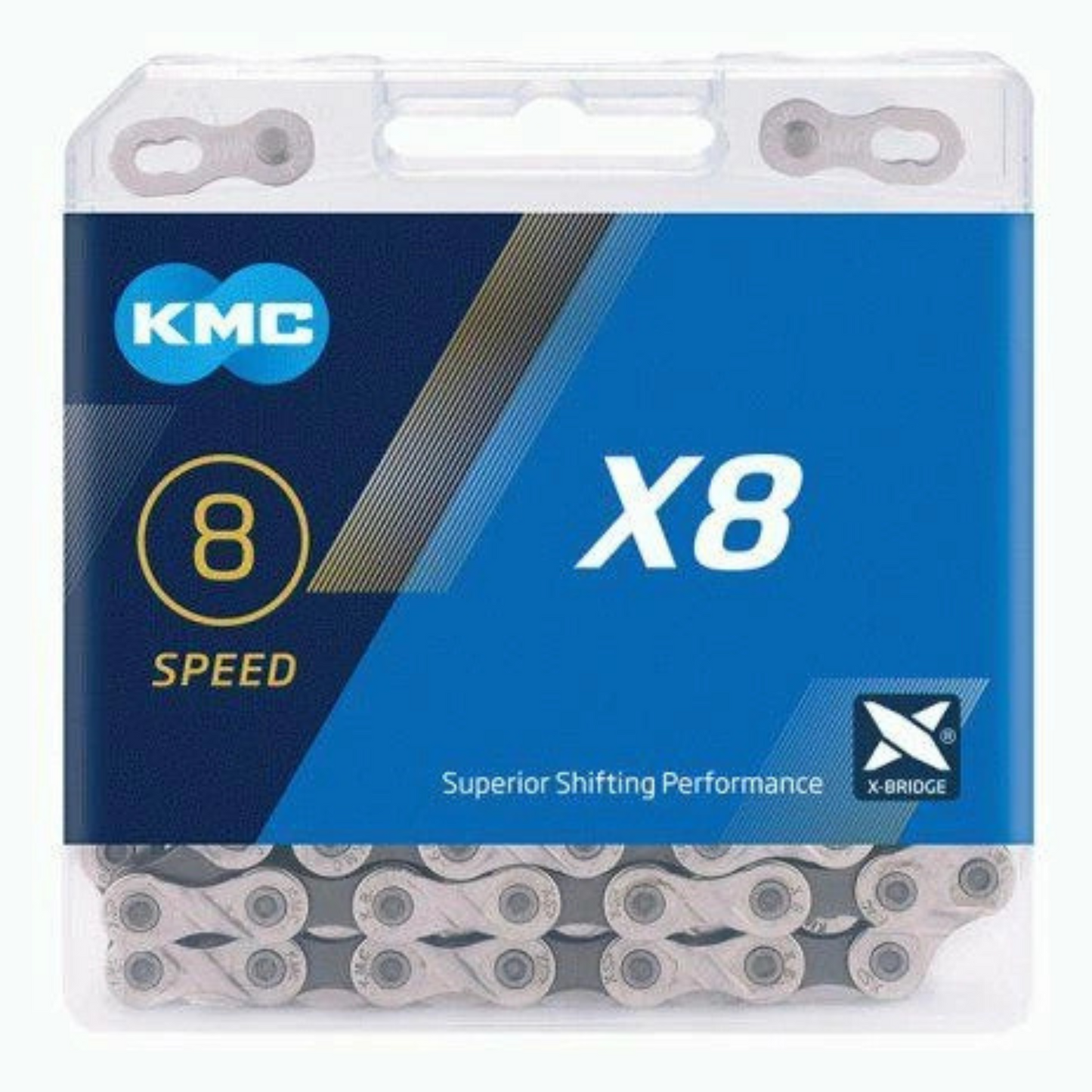Łańcuch rowerowy 8rz. KMC X8 Silver/Gray 114og. BX08NG114