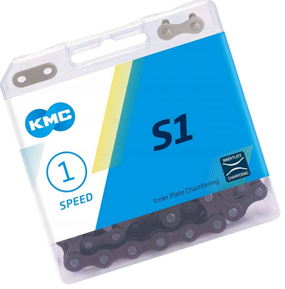 Łańcuch rowerowy 1rz. KMC S1 Szeroki Brown 112og. Box Spinka BS1WBR112